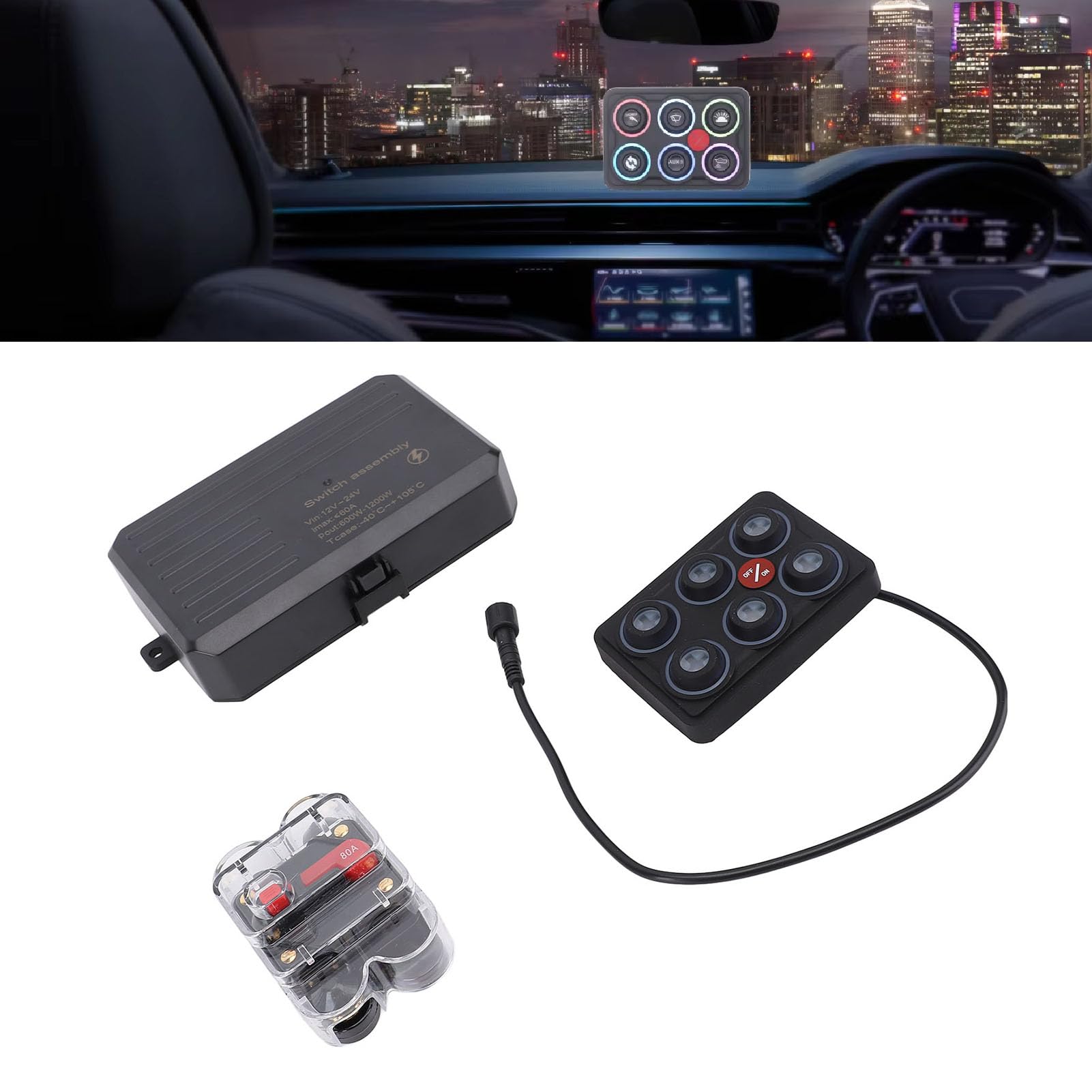 6 Panel Przełącznika Gangu RGB DC 12V do 24 V Auto Dimming IP68 Wodoodporne Obwód Sterujący Przekaźnik Systemowy dla Pickupu Samochodowego UTV ATV Boat Yacht