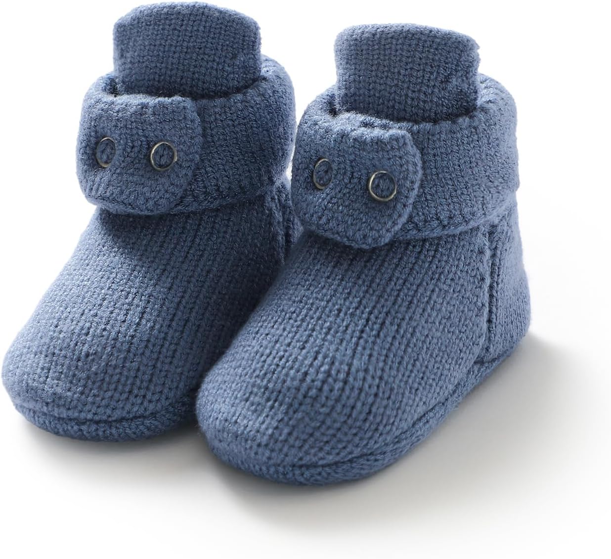 Avibae Cozy Baby Booties, Two Snap Closure Warm Infant Girl Boy Socks Bootie, Newborn Knit Shoes for 0-9 Months