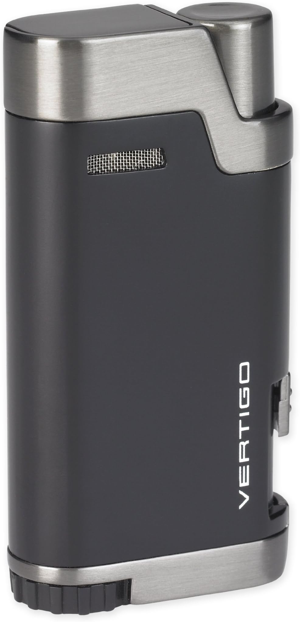 NEW VERTIGO by LOTUS BULLET DOUBLE WIND RESISTANT TORCH FLAMES CIGAR/CIGARETTE LIGHTER WITH CIGAR PUNCH - BLACK