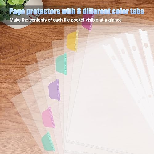 Miniatura 7 de HABGP Juego de 16 separadores transparentes de 3 anillos con pestañas, 8.5 x 11 pulgadas, 8 pestañas divisores con bolsillos, protectores de páginas