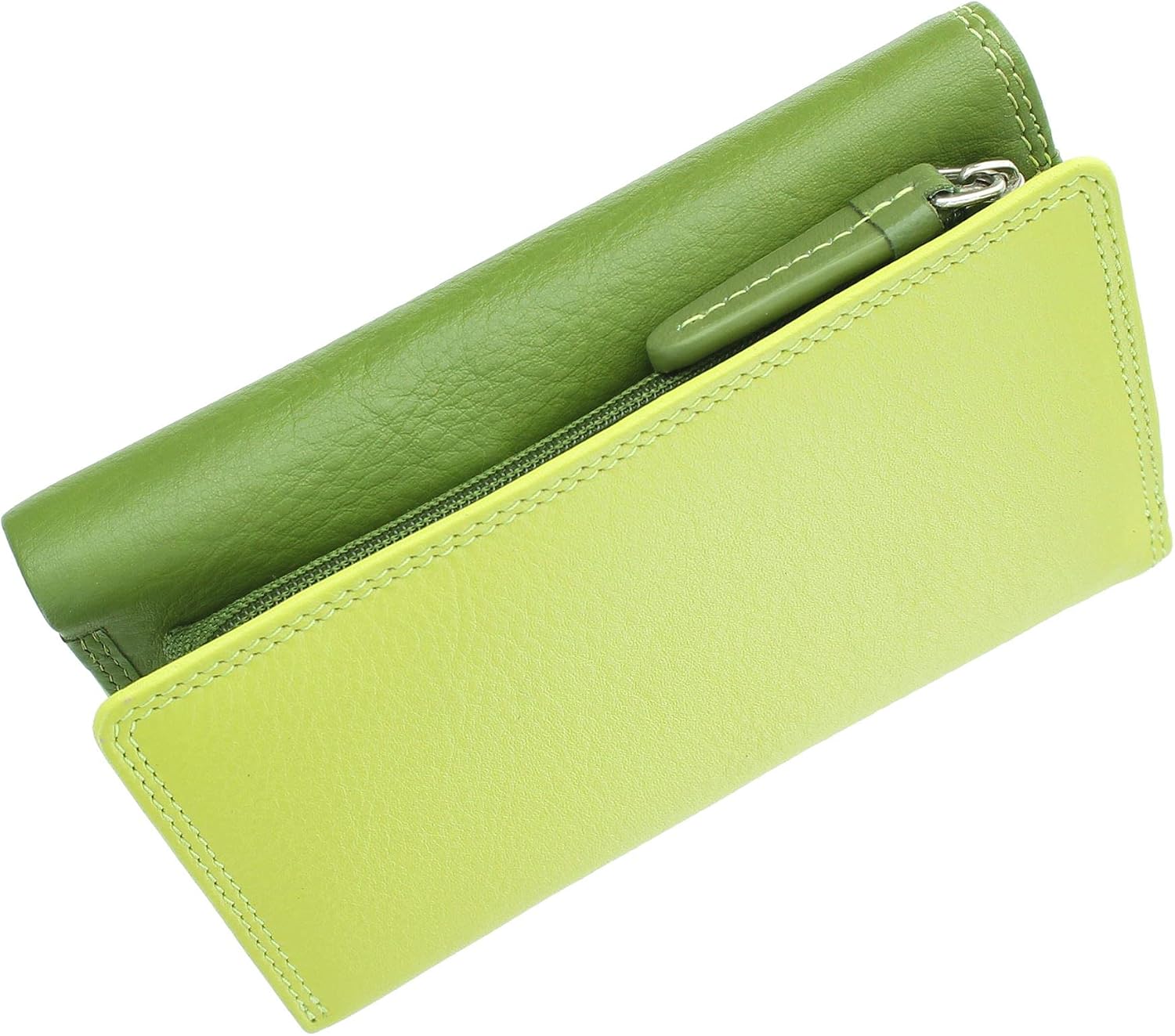 VISCONTI Rainbow Collection Bora Tri-Fold Leather Purse RFID Blocking RB43 Lime Multi - Image 5
