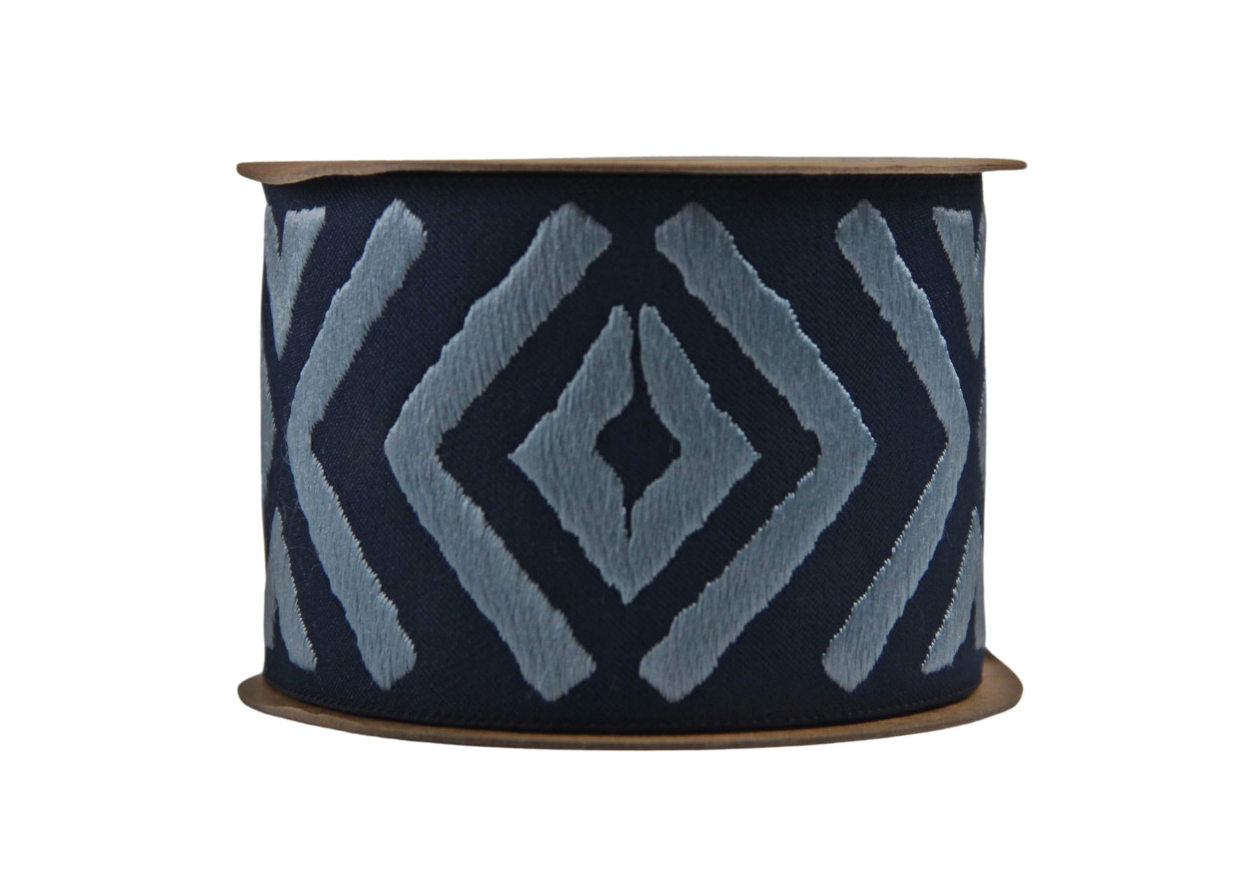 Ruban jacquard brodé géométrique bleu de 4m pour rideaux V6 207