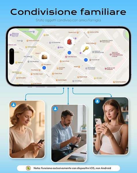 Air Smart Tag Tracker 4 Pezzi, Compatibile con Apple «Find My» (solo iOS), per Valigie/Borse/Chiavi/Zaini bambini, Batteria rimovibile Nero - 5