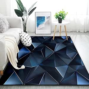 Amazon.com: CCoutueChen 3D Metallic Blue Geometry Rugs 2x3 for Entryway ...