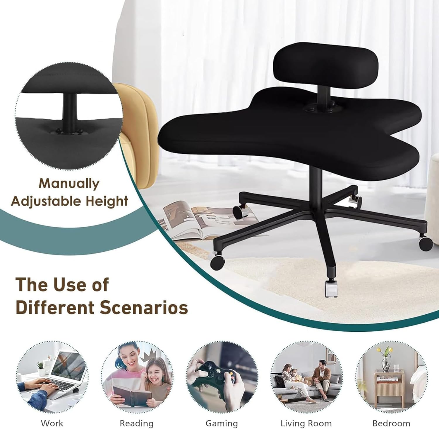 Kneeling Chai, Meditation Office Chair, Knee Chair, Ergonomic Kneeling Chair, Adjustable Height Meditation Chair, Cross Legged Kneeling Chair, for Home and Office