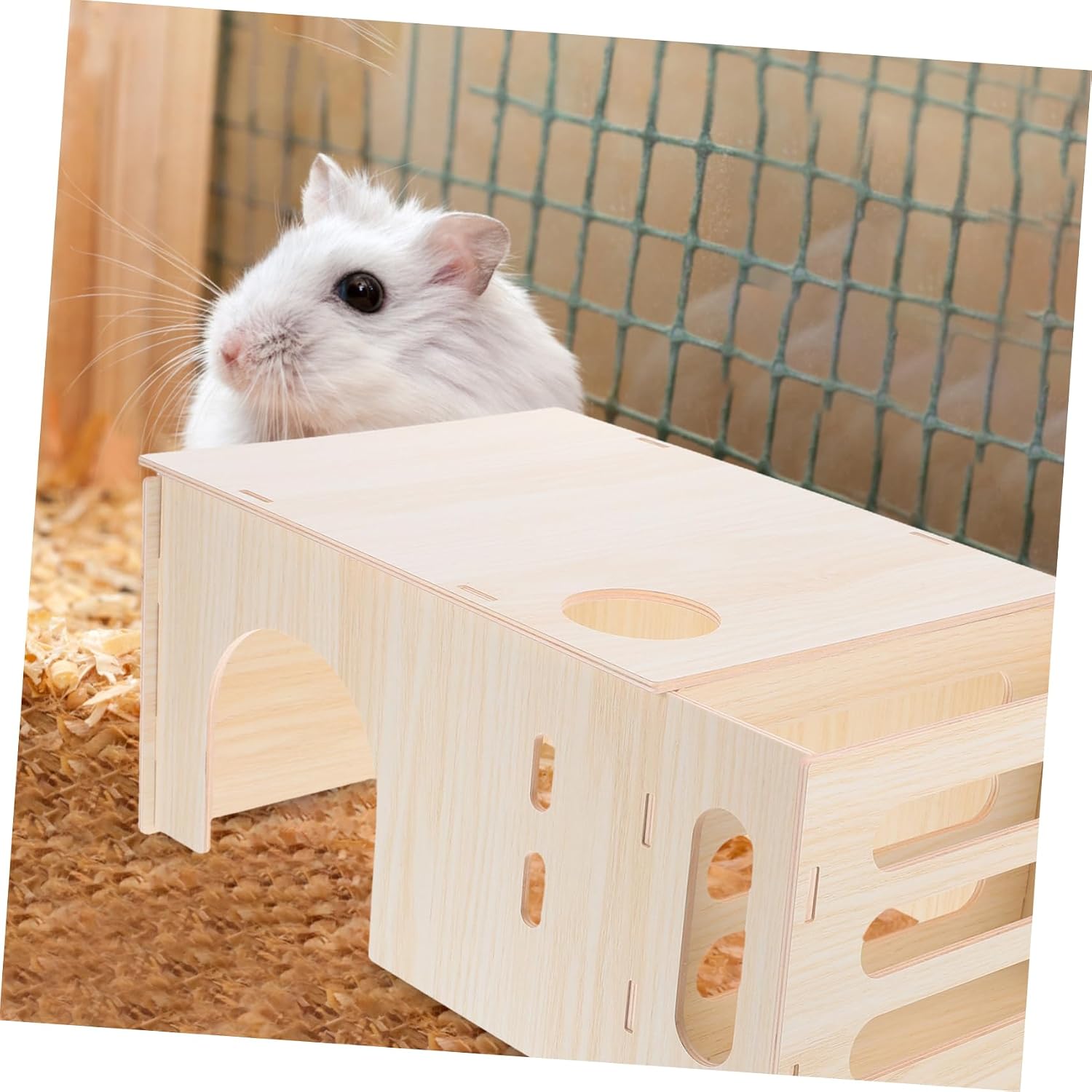 Toddmomy Wooden Small Animal Hideout House for Hamsters Gerbils and Chinchillas Durable Wood Habitat for Resting and Playing Easy to Clean Design for Small Pets