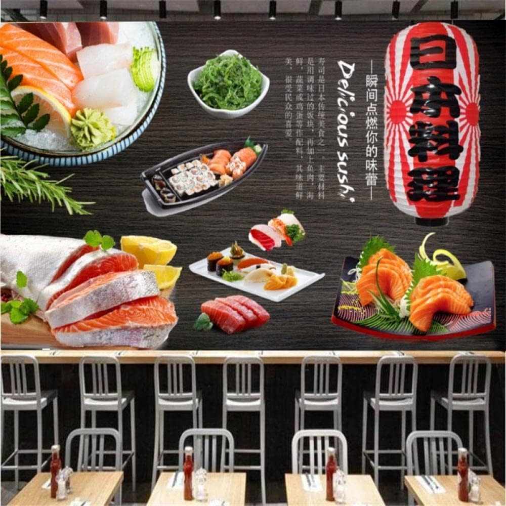 Papier peint décoratif sashimi pour masquer un mur abîmé avec du relief 3D