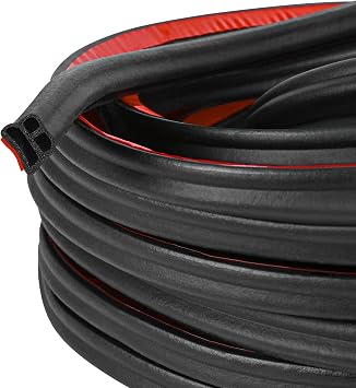 66FT Universal Car Weather Stripping, Self-Adhesive Door Rubber Seal Strip, Auto Engine & Window Noise Insulation 47/100" x 2/5"