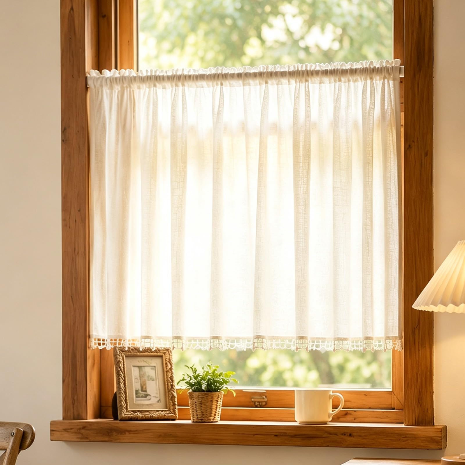 Generico Tenda A Vetro, Tendina Cucina Corta, Lino Cotone for Privacy | Tenda A Vetro, Lino Cotone Con Luce Filtrata E Privacy for Finestre