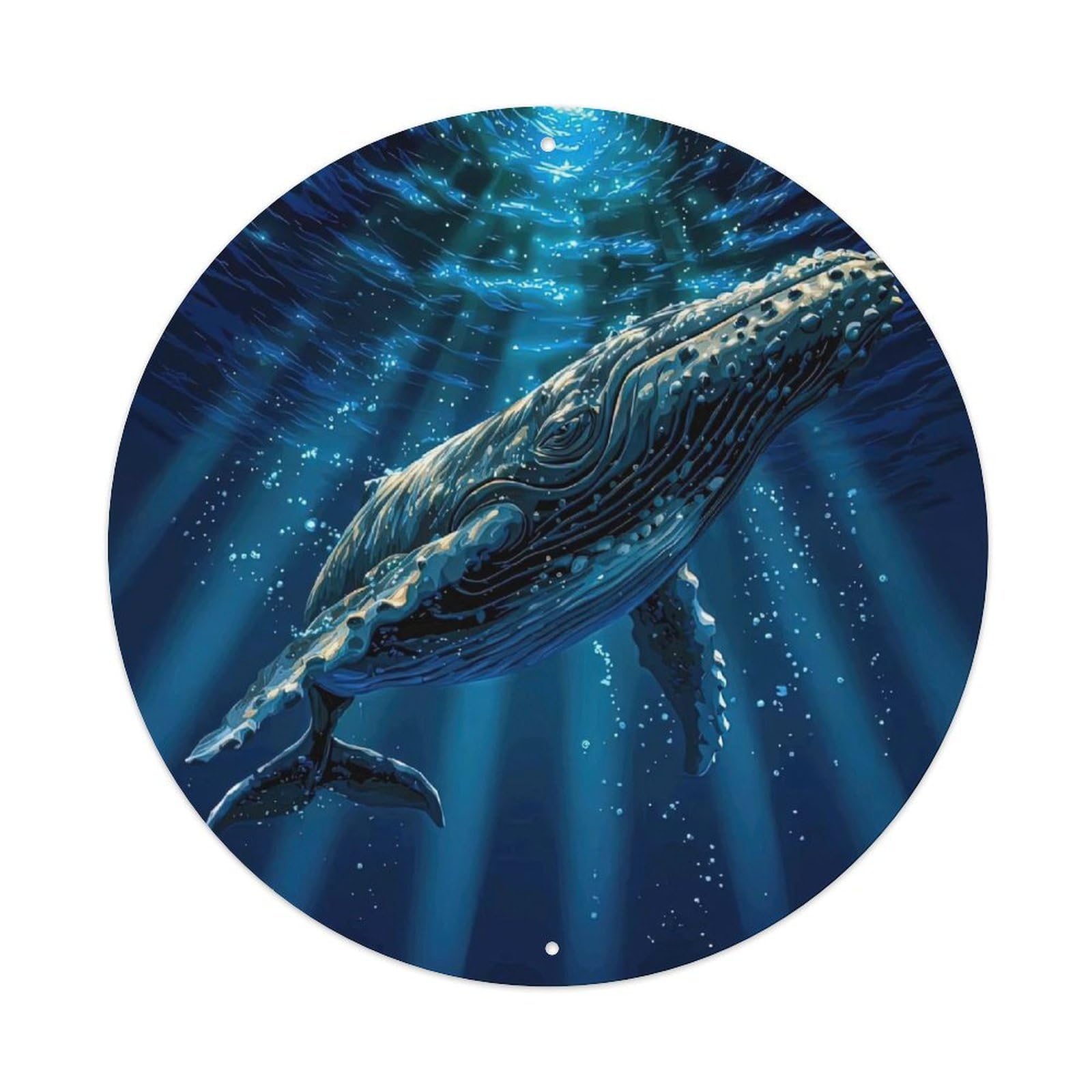 Cwbufd Vintage Style Animal Majestic Humpback Whale Gliding Through Mystical Ocean Current Vintage Metal Tin Sign Plaque Wall Decor For Cafe, Club Bar, Office, Garden Metal Poster 8X8inch