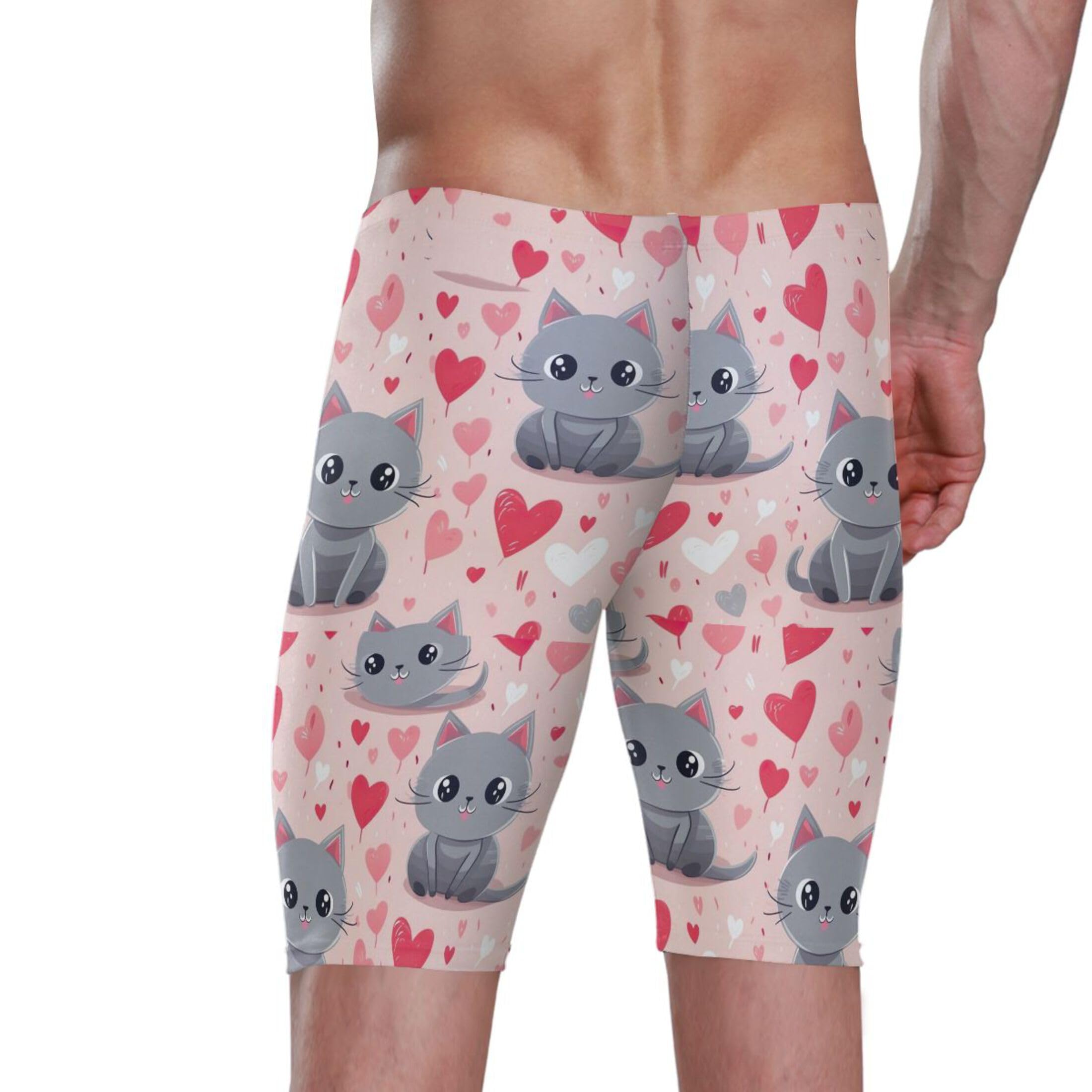 UMIRIKO Cute Cats Heart Mens Swim Jammers Swimsuit XL B0401462