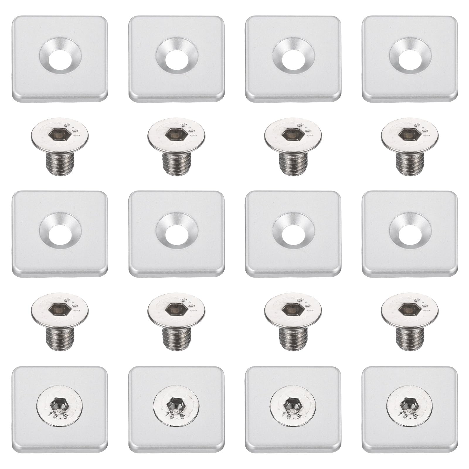 sourcing map 12Pcs Profile End Cap, Aluminum 4040 Series EU Standard 8mm T-Slot Aluminum Extrusion End Cap Bracket with Screws for Fish Tank Rack, Storage Rack, Silver