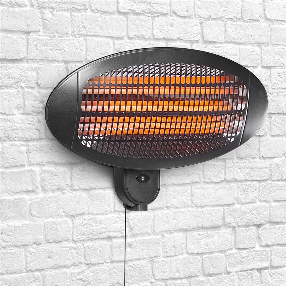 Stufa a Parete da Esterno e Interno 2000W con 3 Elementi Riscaldanti Basso Consumo Energetico per Patio Gazebo Bar Ristoranti Lampada Infrarossi Quarzo