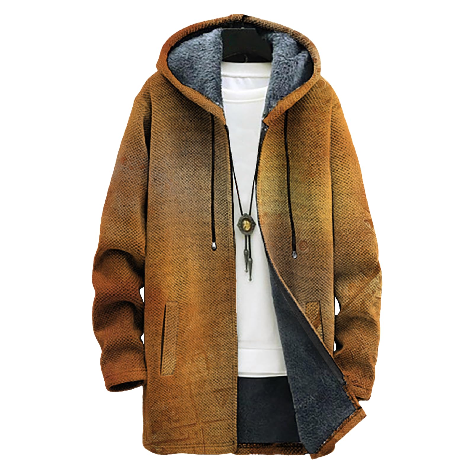 domirica Mens Vintage Ethnic Print Fleece Lined Full-Zip Jacket Big and Tall Comfy Daily Vacation Travel Coat