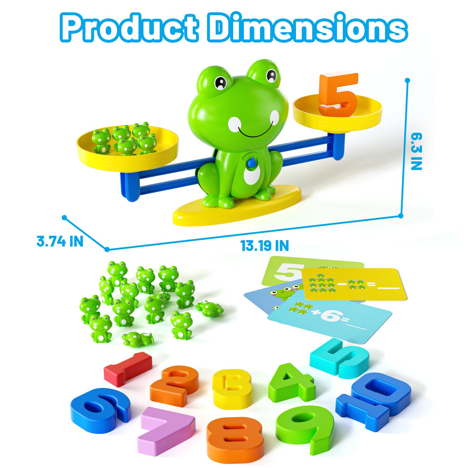 Juego de matemáticas de equilibrio de ranas, juguete educativo para preescolares que aprenden a contar, sumar y resta, recurso interactivo de números STEM para niños de 3 años en adelante 7
