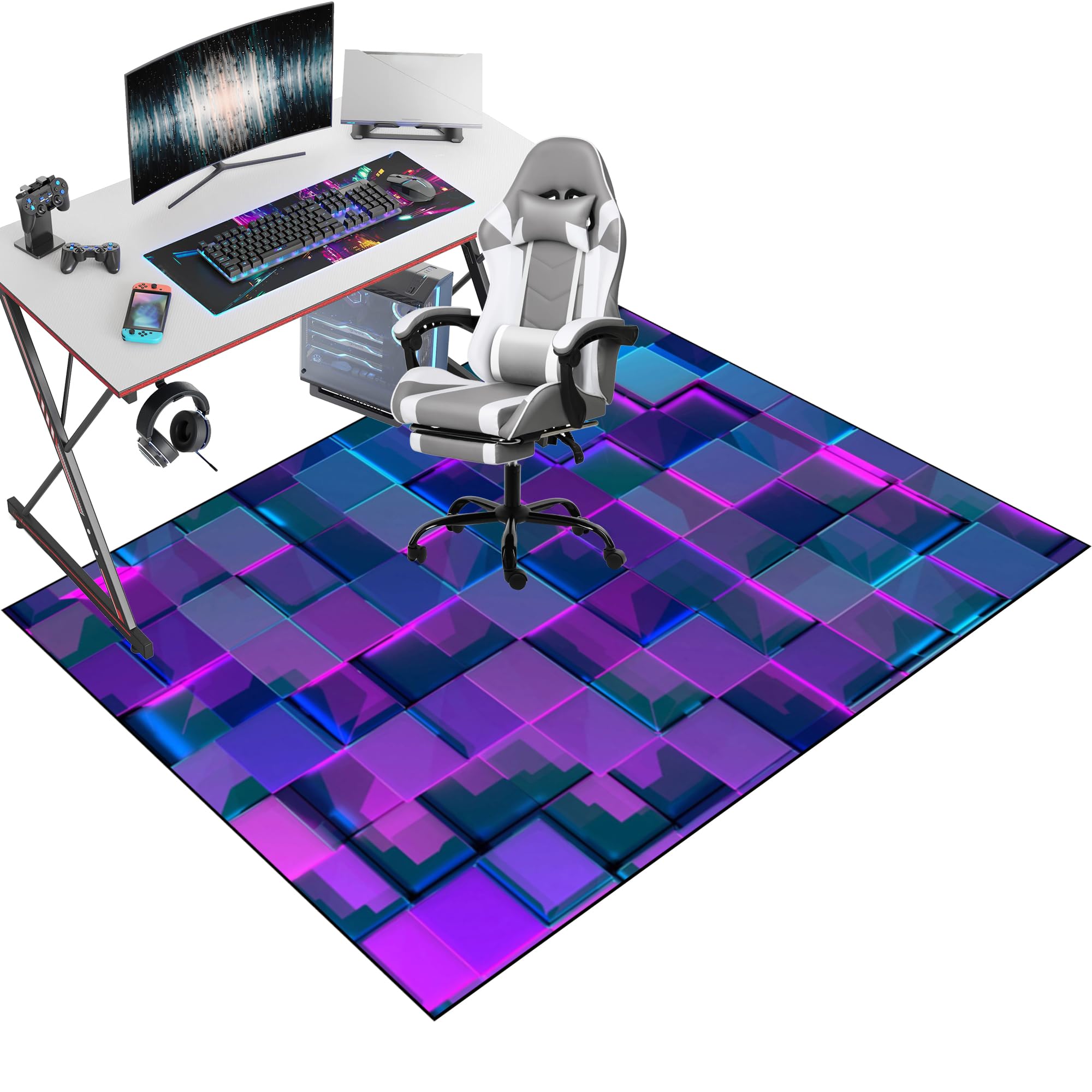Office Gaming Chair Mat for Hard Floor, Floor Protector for Rolling Chair, Office Gaming Rug Protector for Rolling Chair, Non-slip 90 x 100 cm Floor Protection Mat for Gaming Room Home Office Decor โ image 1