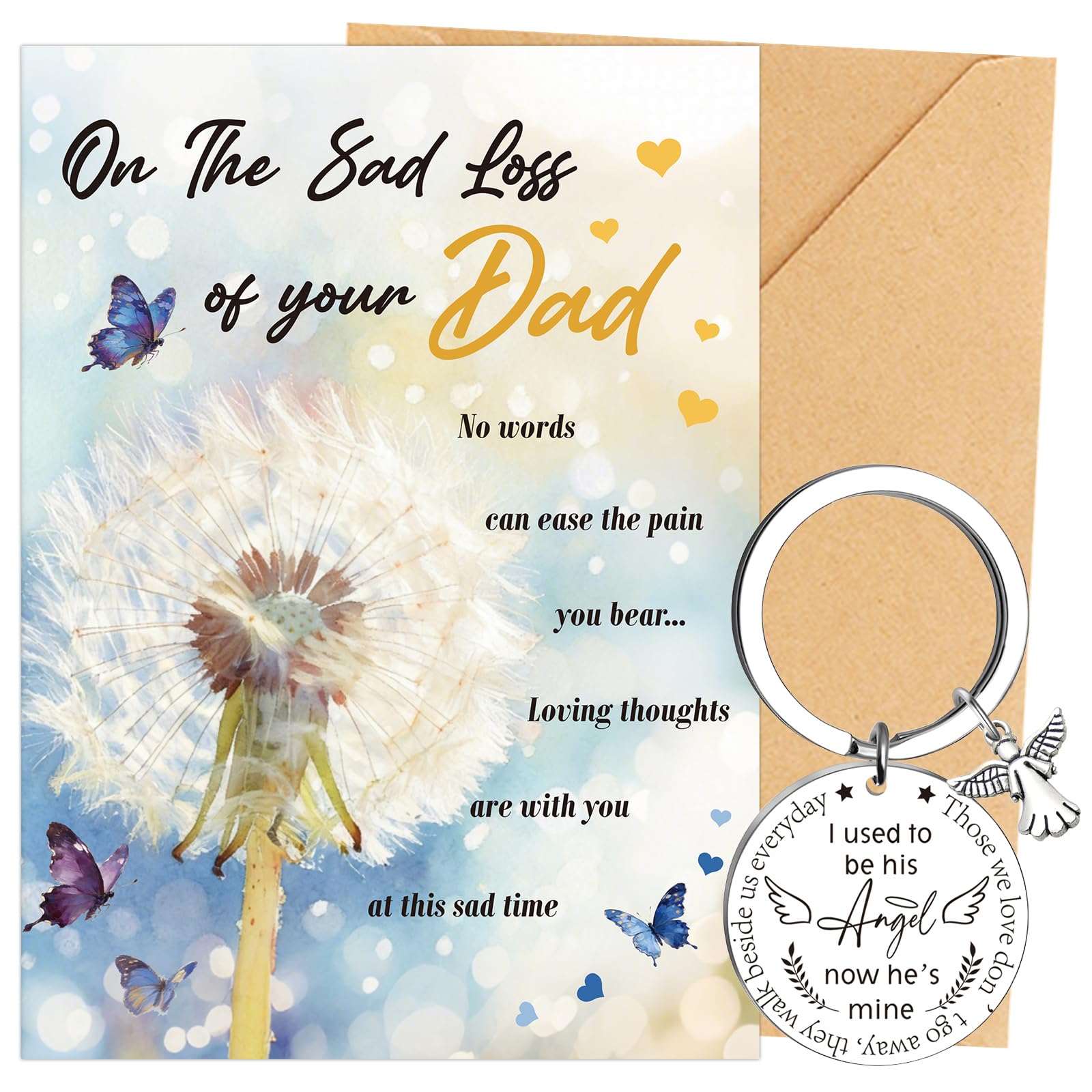 Sympathy Card for Loss of Your Dad - On The Sad Loss of Your Dad Sympathy Card with Keyring Sorry Mourning Bereavement Cards for Adults Thinking of You Cards Gift for Son Daughter