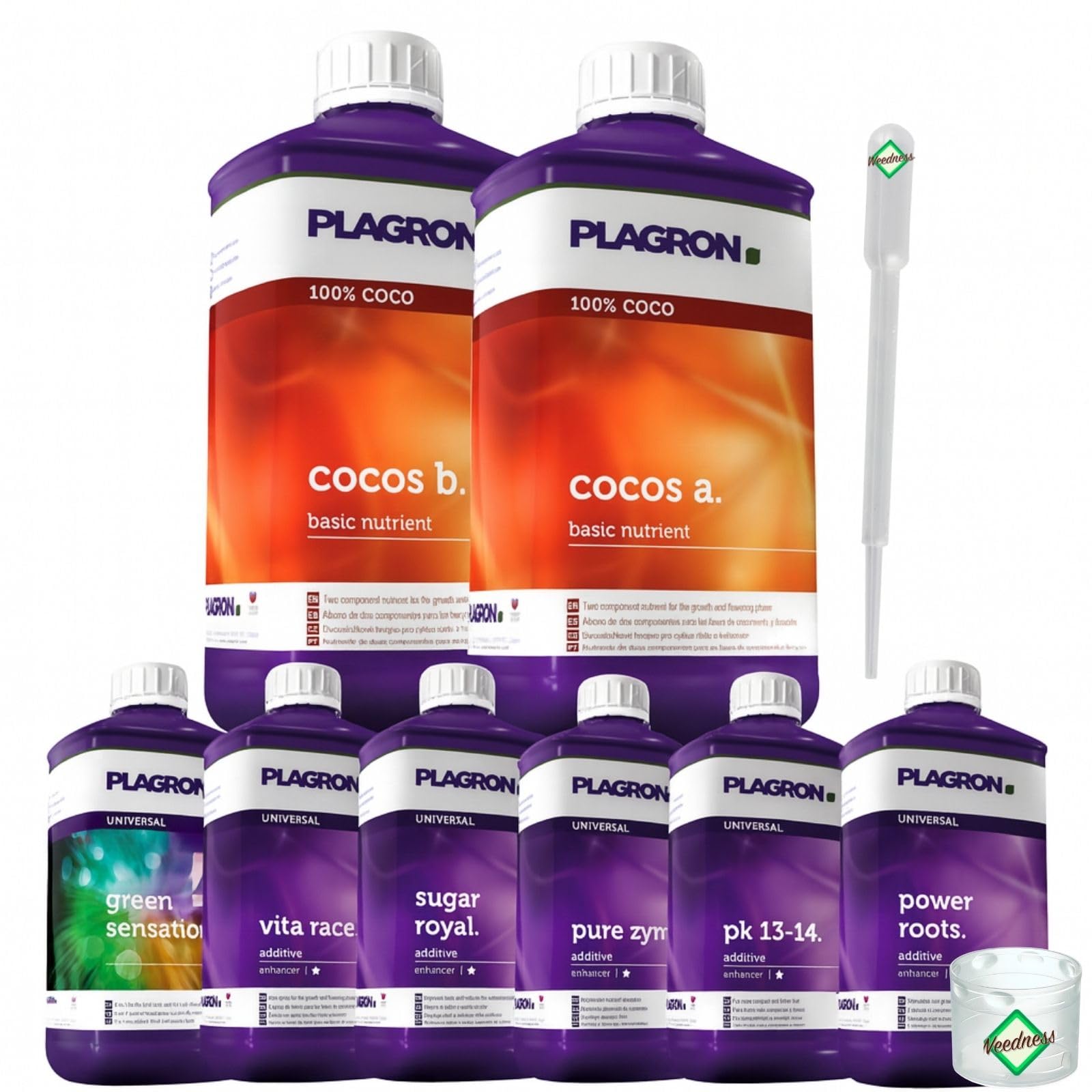 Weedness Plagron Coco Dünger Set Medium - Grow Anbau Indoor Outdoor Bio Dünger NPK Mineralisch Flüssig