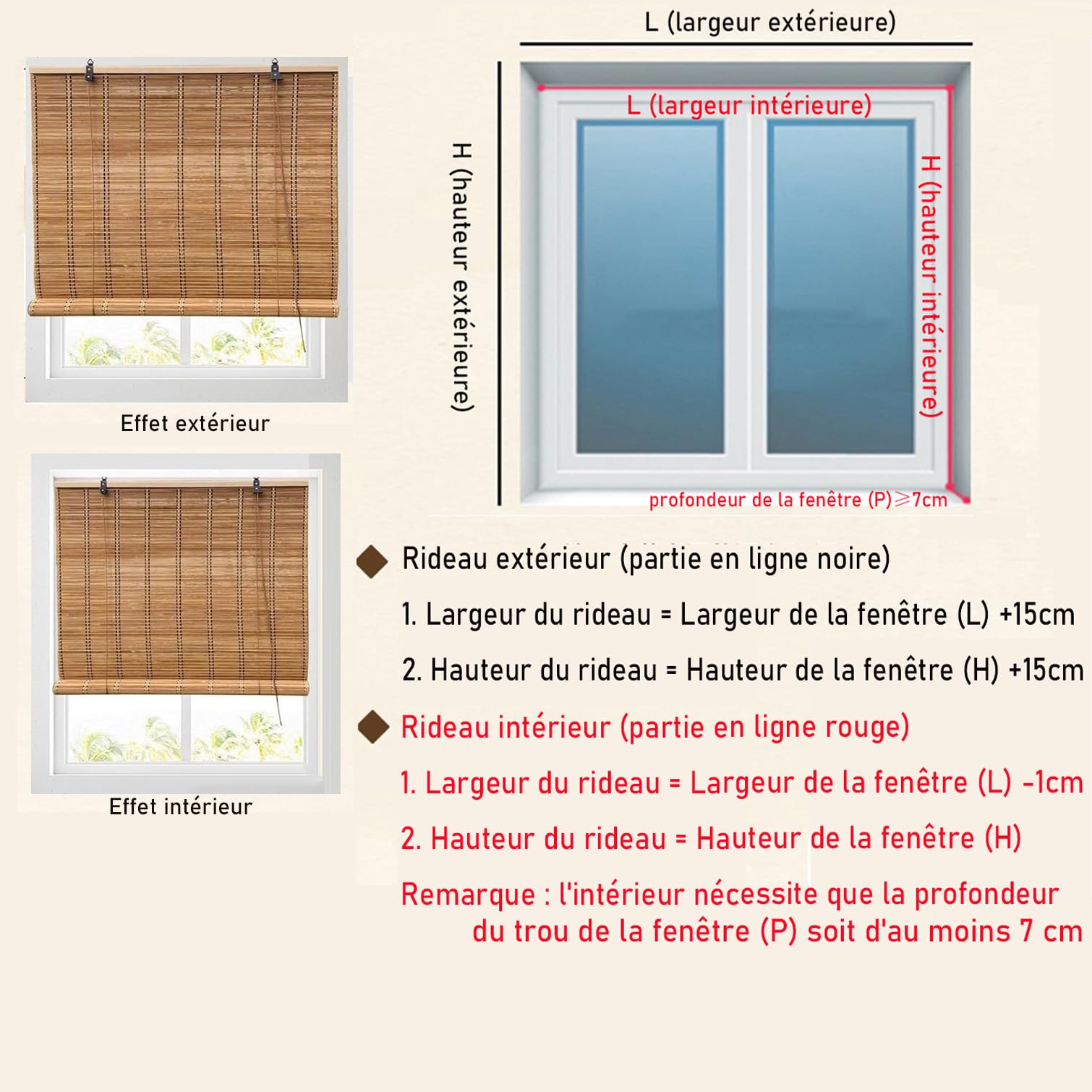 NIANXINN Naturel Store Bambou Exterieur Interieur Store Enrouleur Occultants,Store Vénitien Bois,Rideau À Rouleau en Bambou pour Fenêtres/Portes,Personnalisab,Largeur x Hauteur (105cm x 200cm)