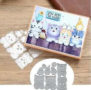 Kittens and Birds Cat Metal Die Cuts,Cute Cat Bird Chick Cutting Dies Cut Stencils for DIY Invitation Card Scrapbooking Album Decorative Embossing Paper Dies Card Making