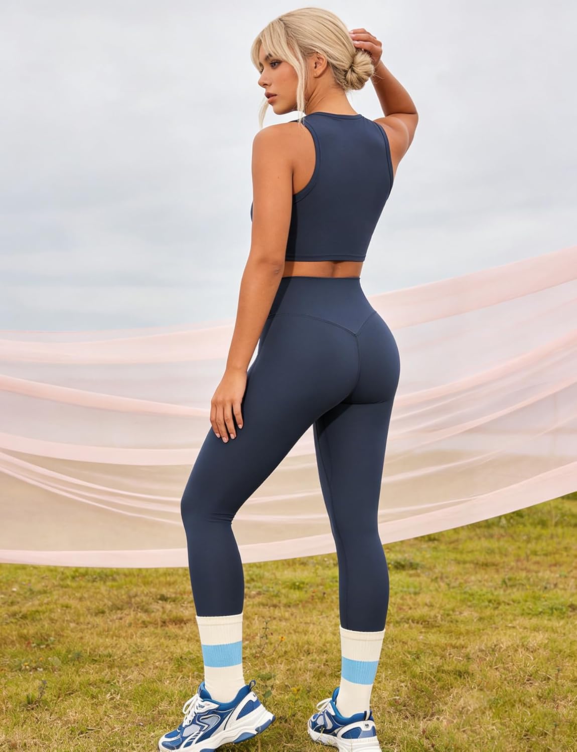 YEOREO Workout Leggings for Women Hidden Scrunch Tummy Control Leggings Agathia High Waisted Gym Yoga Pants - Image 3