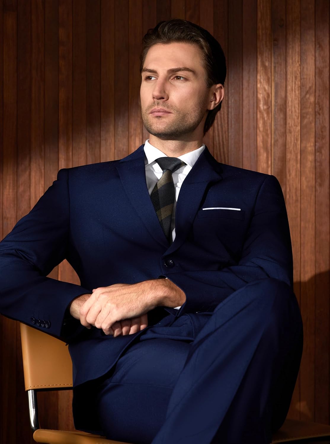 WULFUL Men’s Slim Fit Suit One Button 3-Piece Blazer Dress Business Wedding... - Picture 172 of 257