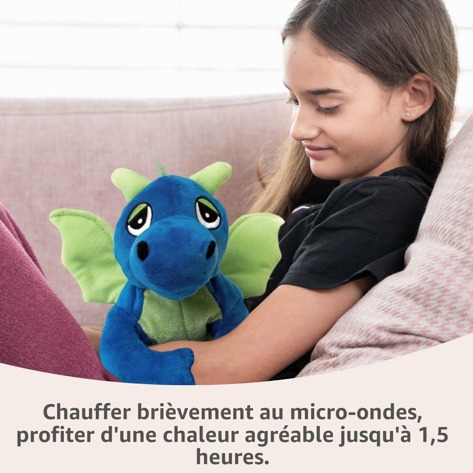 Habibi Plush Classic Coussin chauffant en peluche pour enfants et adultes – Dragon porte-bonheur rembourré de millet, peluche chauffante disponible en plusieurs couleurs (bleu roi)