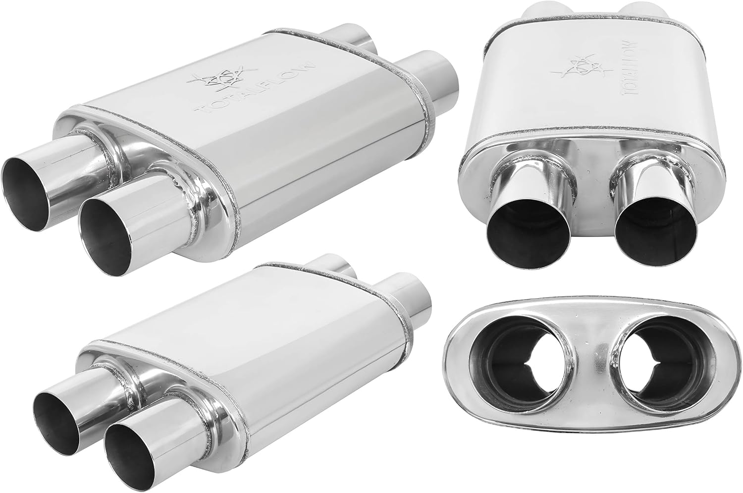TOTALFLOW 33379 11" Muffler Body Straight Through Deep Tone Performance Muffler-11 Length / 17" OAL-Oval 4" x 9" 2.5" Dual Reversible/Bi-Directional