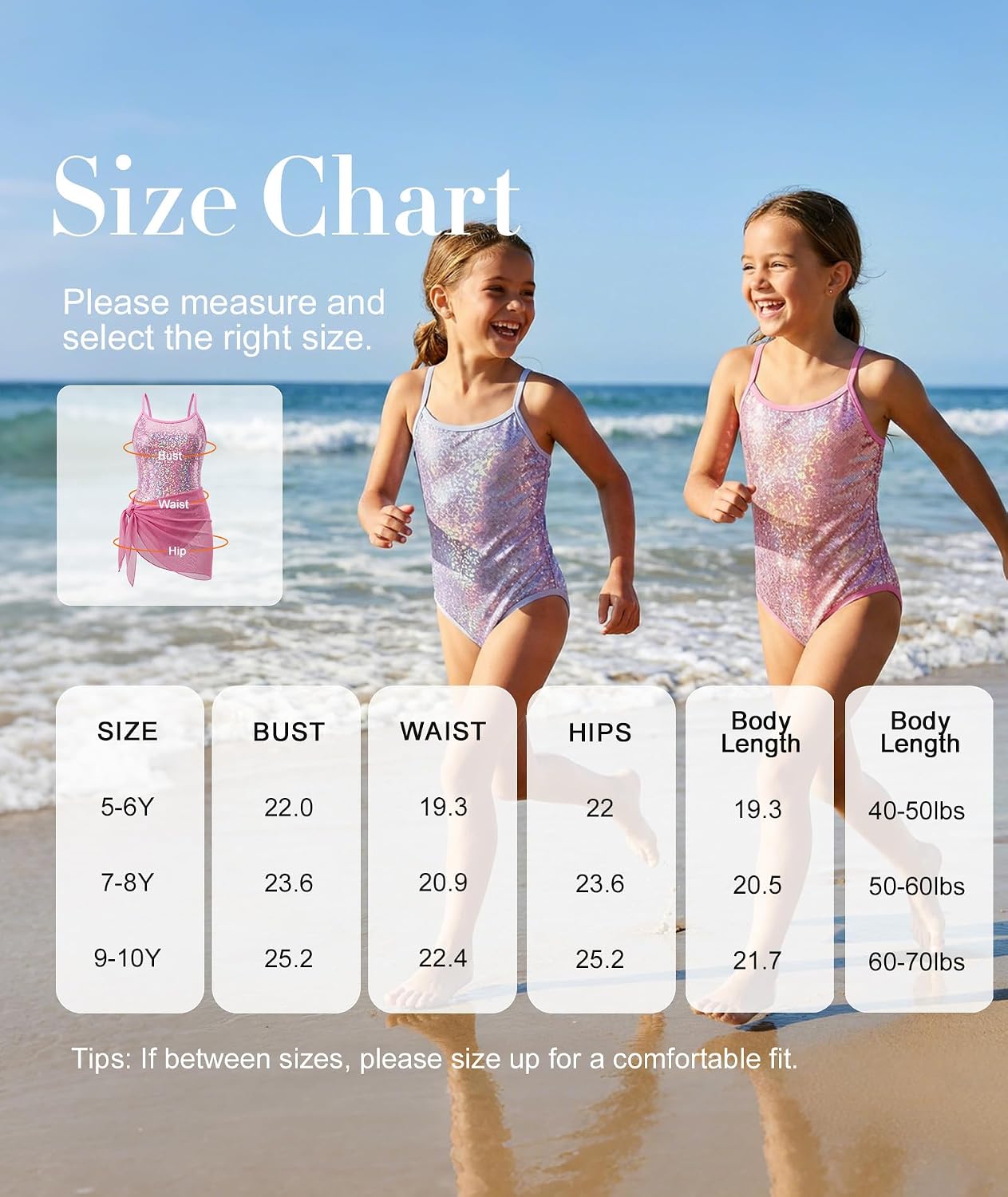 Girls One Piece Swimsuit Cute Swimsuit Girl Sparkle Swimwear Beach Bathing Suit Cover Up Skirt Adjustable Strap 5-10