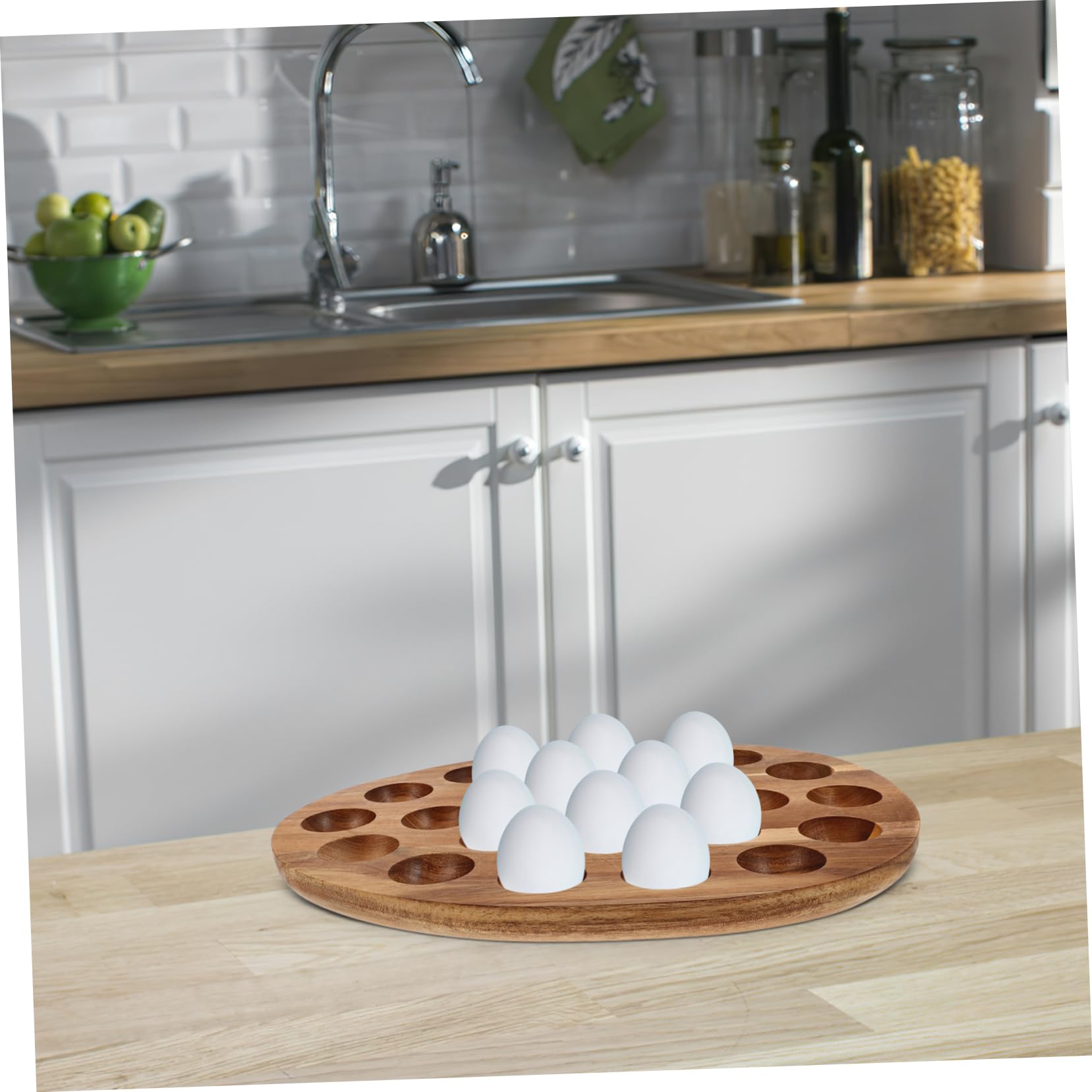 PLAFOPE Bandeja de Madera para Huevos Almacenamiento Versátil y Fácil de Limpiar Diseño Minimalista para Cocina y Refrigerador