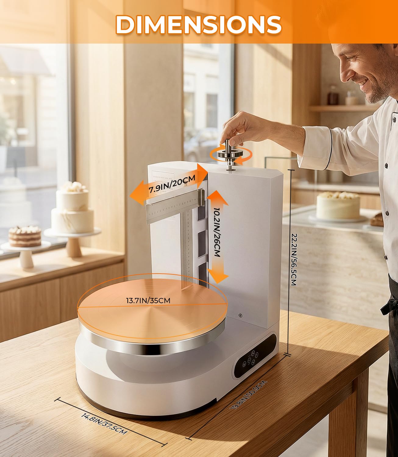 Máquina para Decorar Pasteles, máquina eléctrica de 4 a 12 Pulgadas para Extender, Cubrir y glasear cremas, con raspador Graduado Ajustable, 60 a 320 RPM, máquinas para Cubrir Pasteles de ma