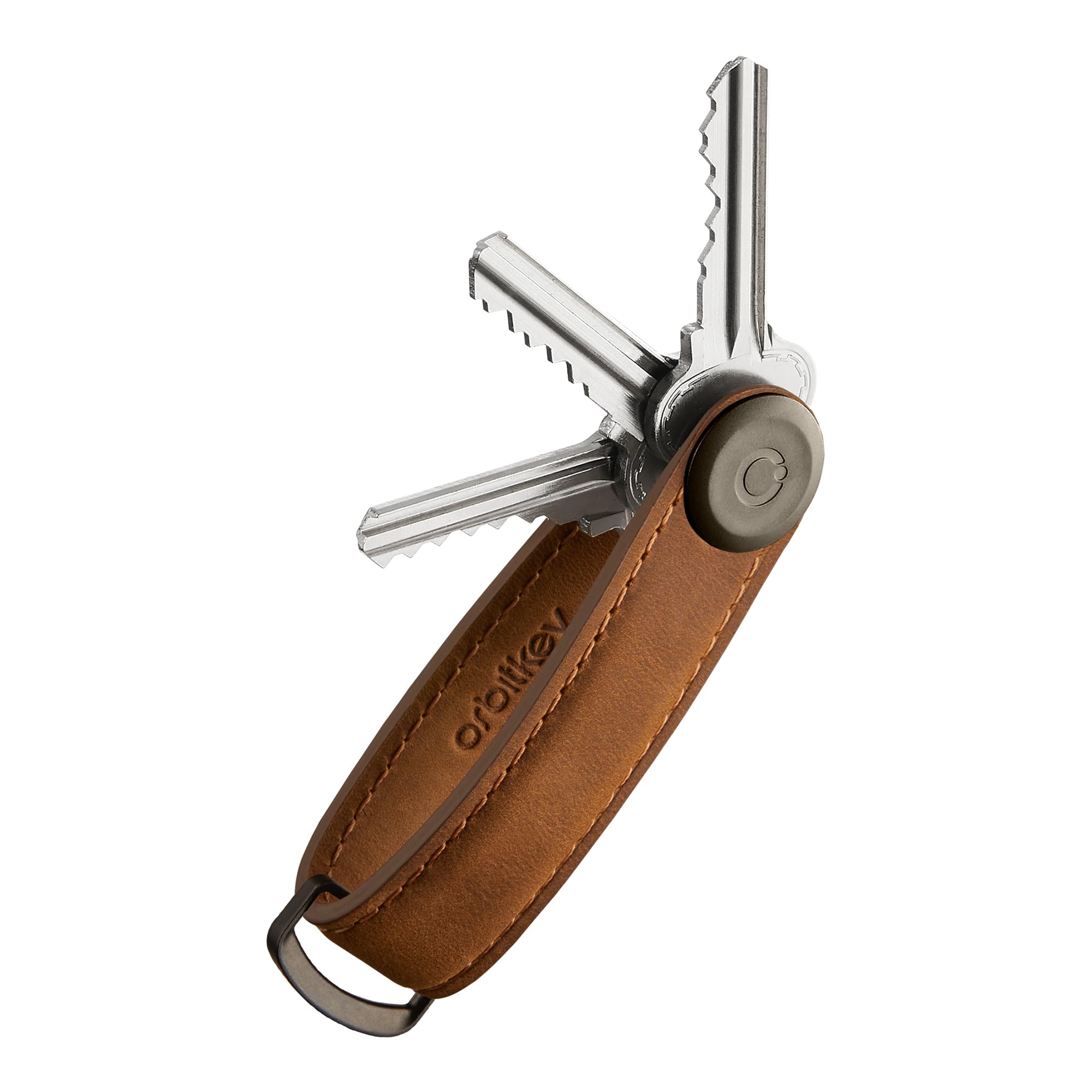 orbitkey Crazy Horse Leather Key Organizer | Quiet Profile | Holds Up to 7 Keys, Hazelnut, One Size, Modern, Chestnut brown, Taille unique, Modern
