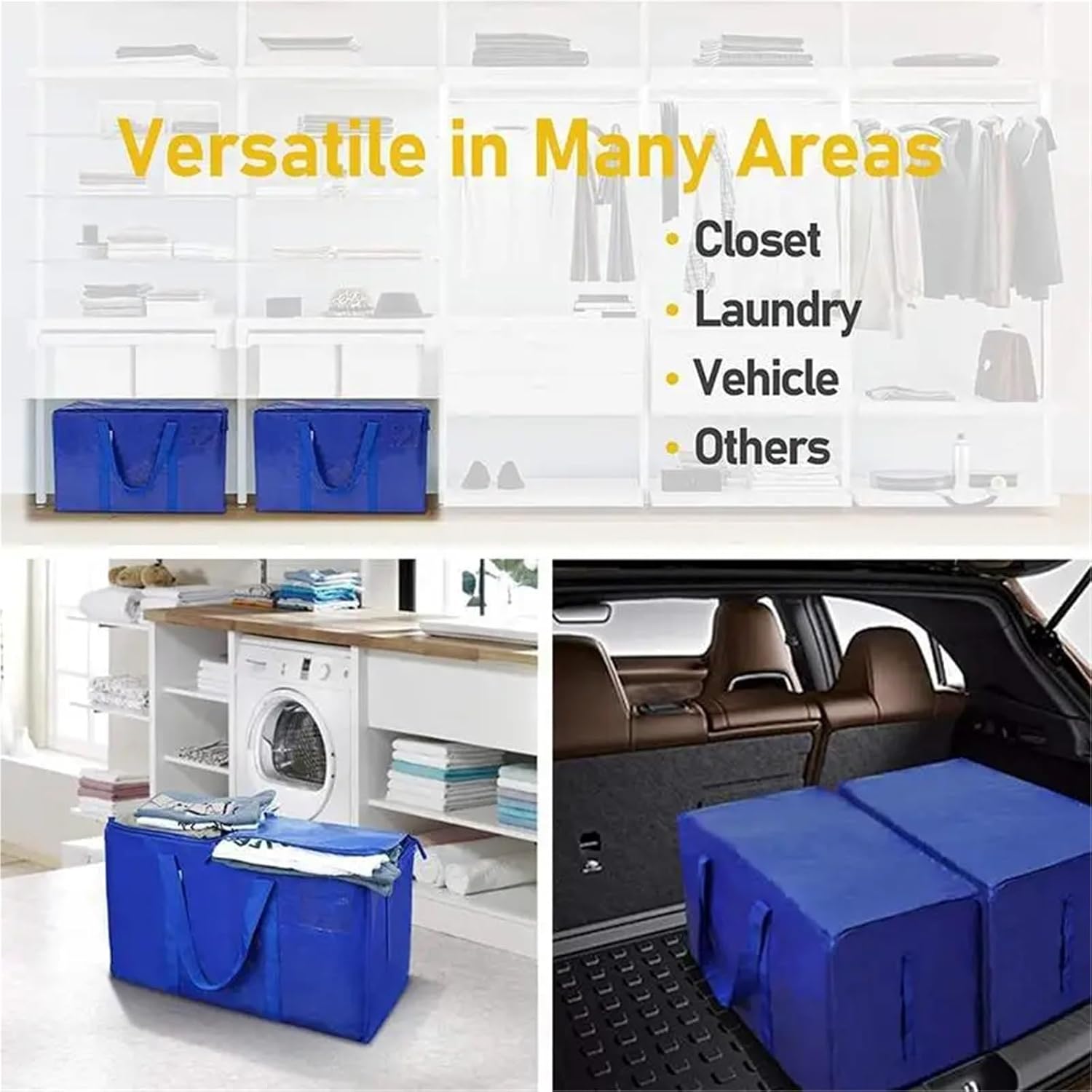 Heavy Duty Moving Bags 3PCS Moving Bags 88L Extra Large Waterproof Zippered Home Foldable For Organization Storage