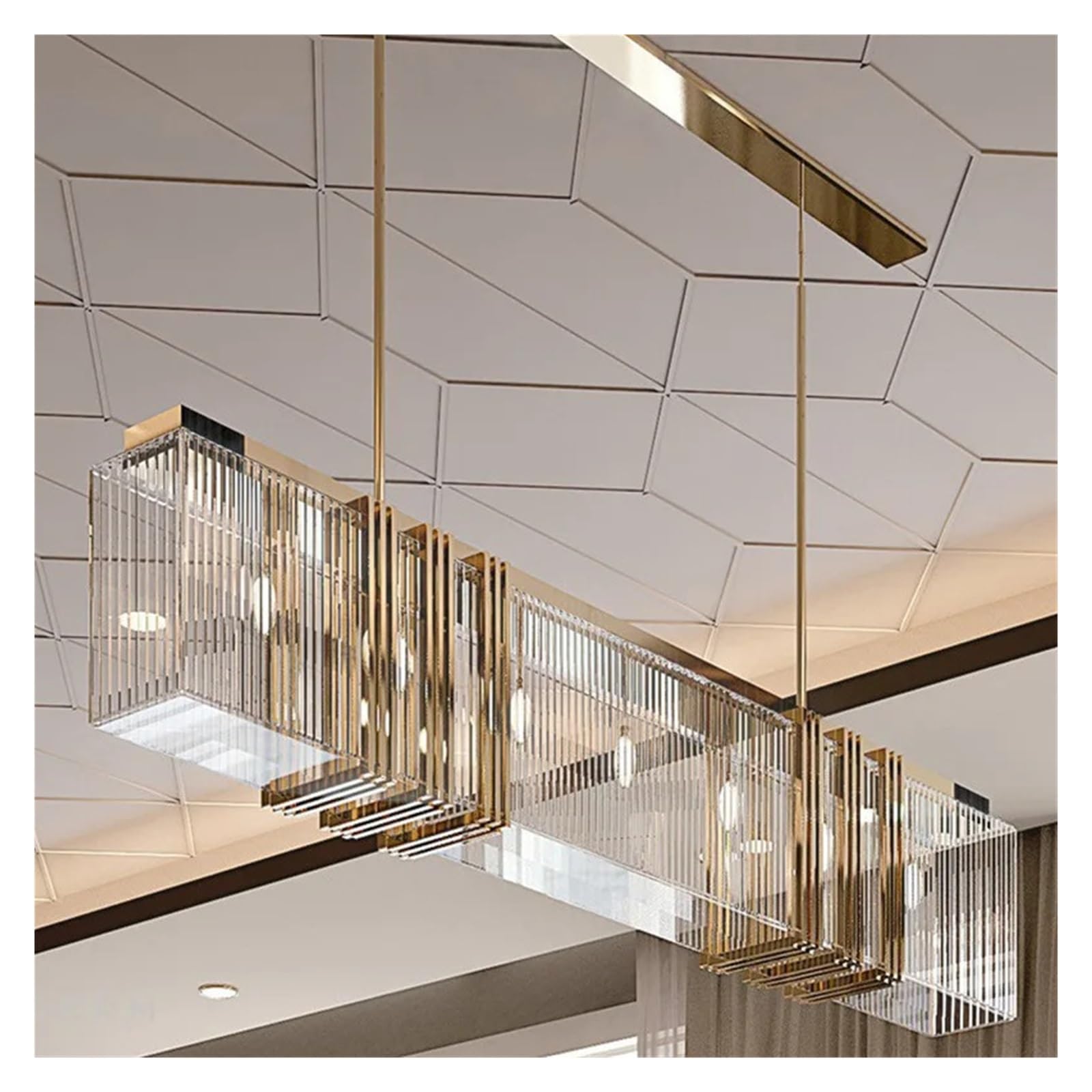 Genérico Luces colgantes Led de acero modernas americanas, lámpara colgante recta con brillo dorado for comedor, accesorios de iluminación for interiores Deco