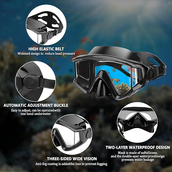 Diving mask Anti-Fog Swimming Snorkel mask Suitable for Adults Scuba Dive Swim Snorkeling Goggles Masks