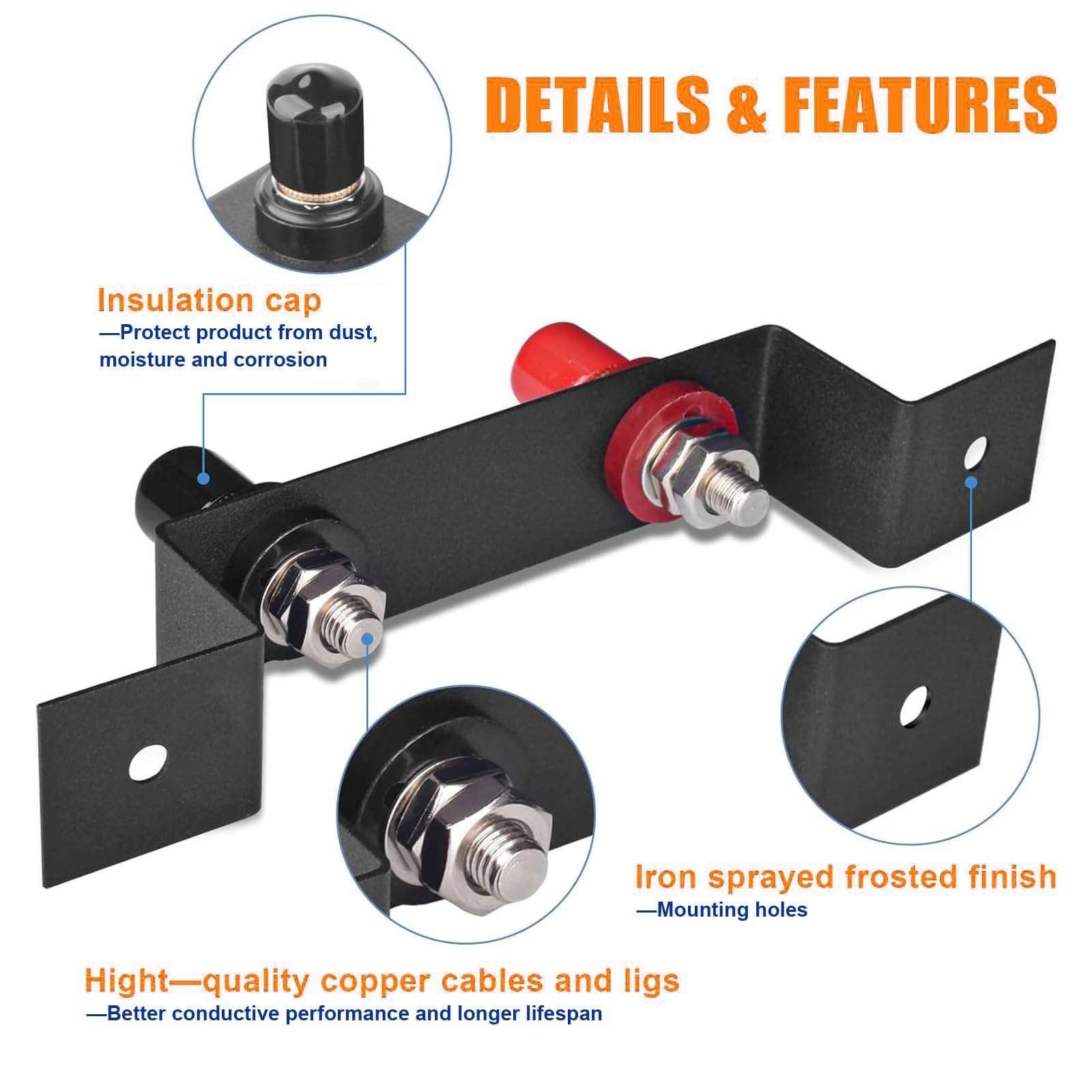 Kit de démarrage de batterie avec câbles de 30 cm 7 AWG, kit de relocalisation de bornes de batterie à distance étanches pour VUTT, VTT, voiture, camion, camping-car, bateau