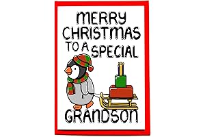 Christmas Card For Grandson, Cute Penguin Holiday Card From Grandparents, Nana, Grandpa