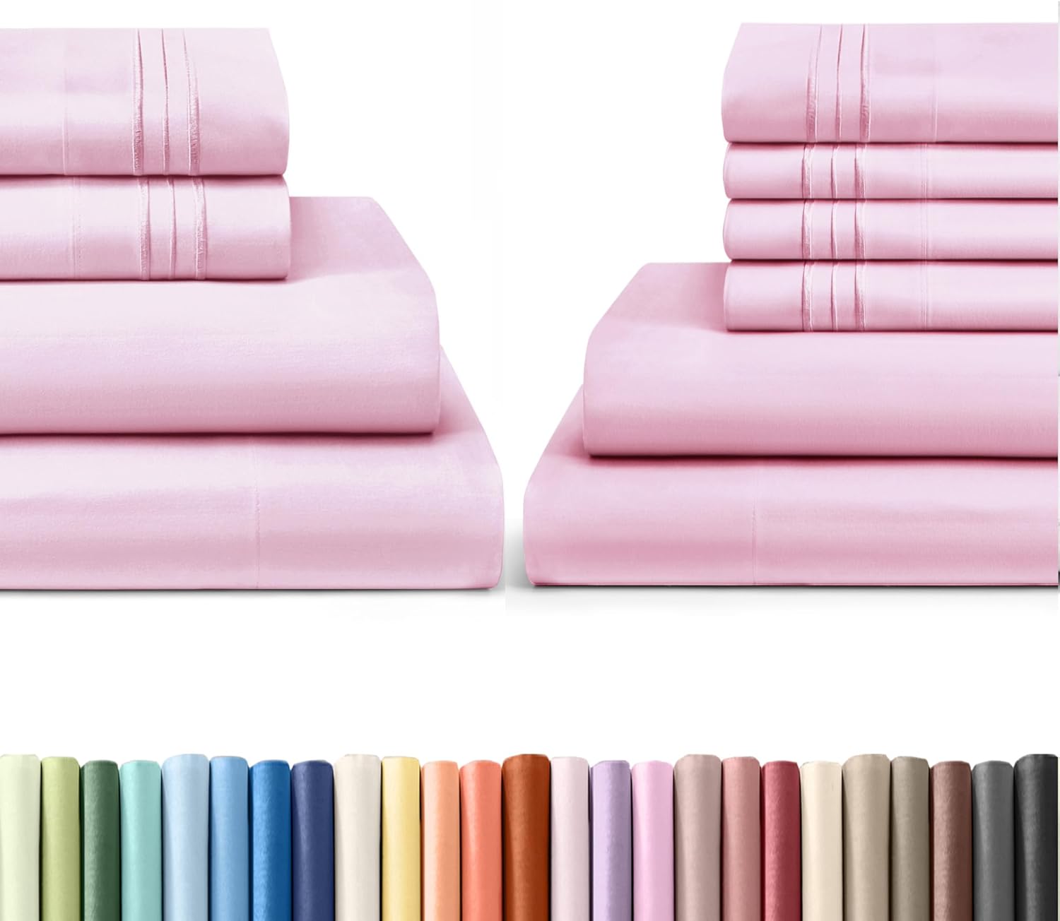 CGK Unlimited 4 Piece   6 Piece Queen Bed Sheets Set - Light Pink