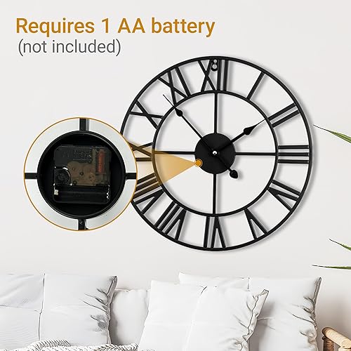 Miniatura 7 de Relojes de pared de 16 pulgadas (15.7 in), funciona con pilas, relojes de pared para decoración de sala de estar, dormitorio, oficina, baño,