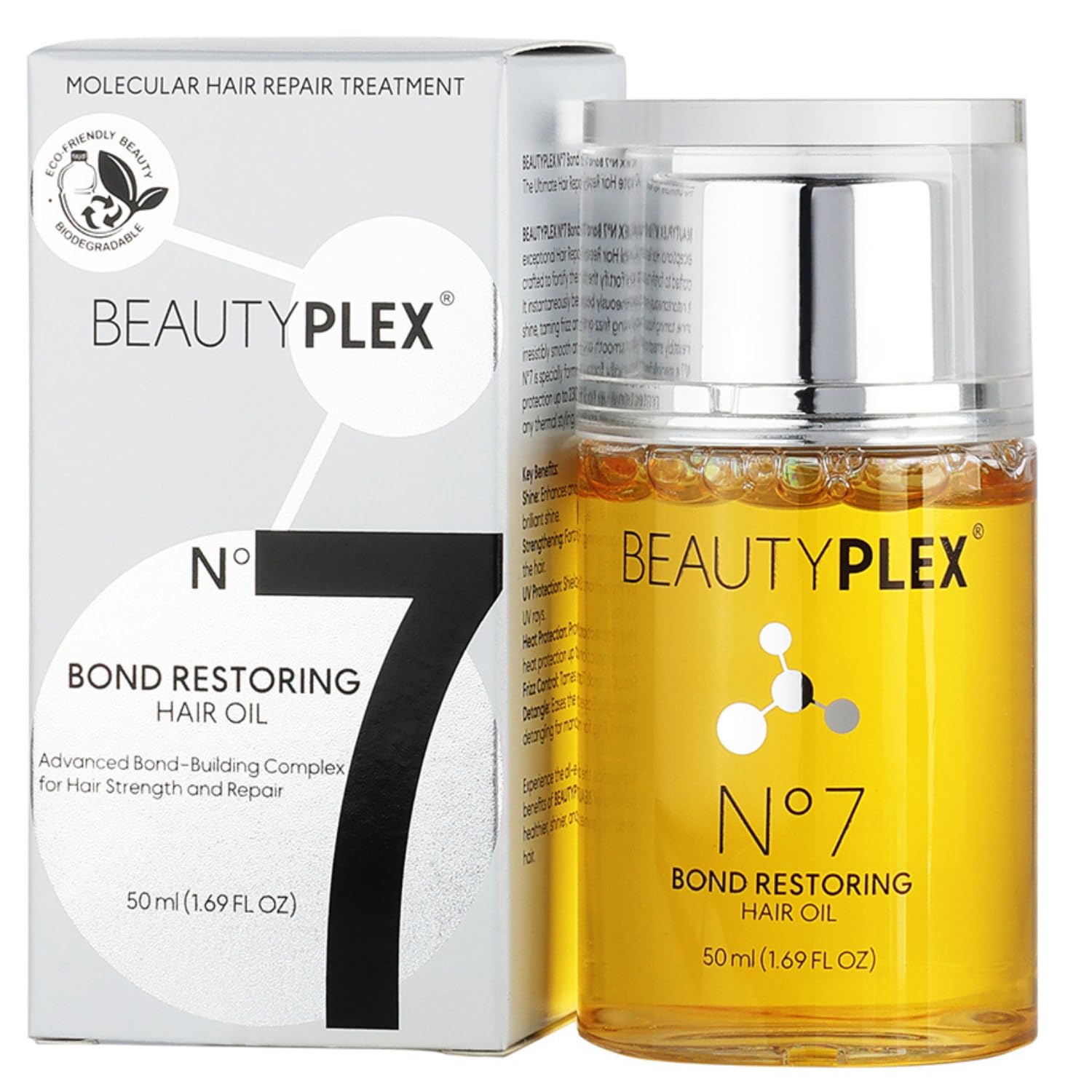 Bonding Oil No 7 - Bond Restoring Hair Oil | Molecular Hair Repair Treatment for Damaged | Heat Protectant for Hair Care Frizz Control. 50ml - 1.69 Fl Oz.