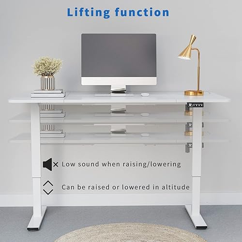 Miniatura 7 de YESHOMY Escritorio eléctrico de pie ajustable en altura, mesa de computadora de 55 pulgadas, estación de trabajo de oficina en casa, patas