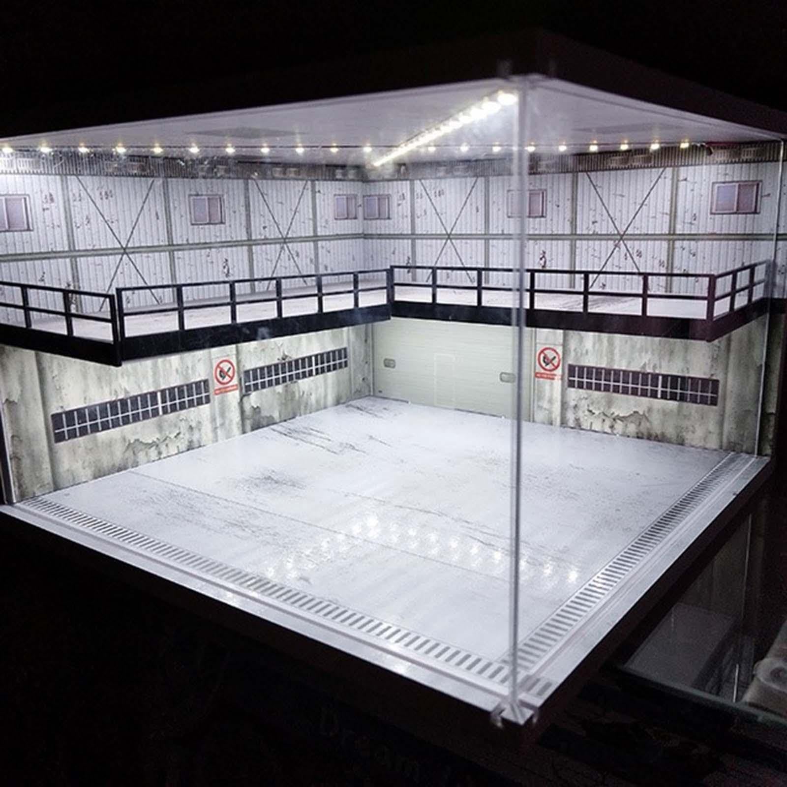 Fantastische Vitrine mit LED Beleuchtung für Modellautos im Maßstab 1:64. Die doppelstöckige Ausstellungshalle eignet Sich hervorragend zur Aufbewahrung und, Blauer Ziegelstein