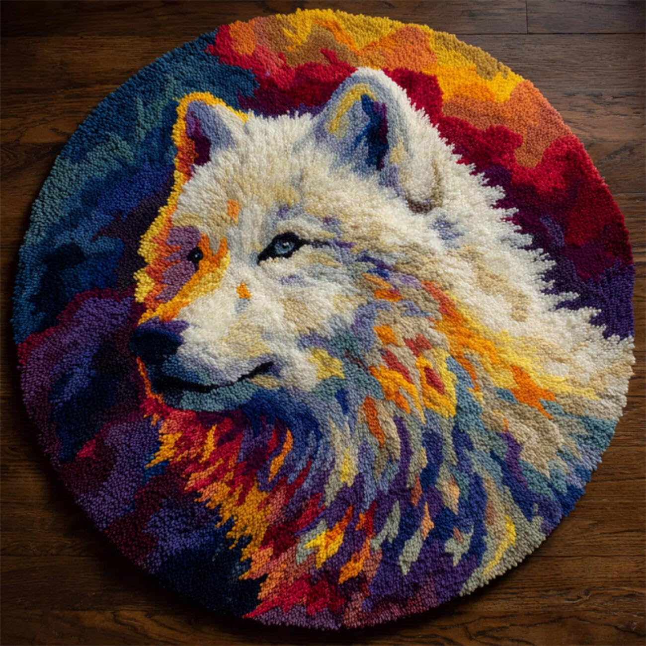 Kitquiver Animal Rug Making Kit for Adults Fantasy Wolf DIY Crochet Kits Needlework Crafts for Home Decor，Latch Hook Kits for Beginners Adults 50x50cm