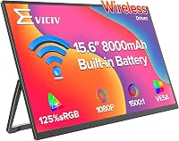EVICIV 15.6" Wireless Portable Monitor: 8000mAh Battery, AirPlay/Miracast, USB-C/HDMI/VESA - Ultimate Travel Second Screen