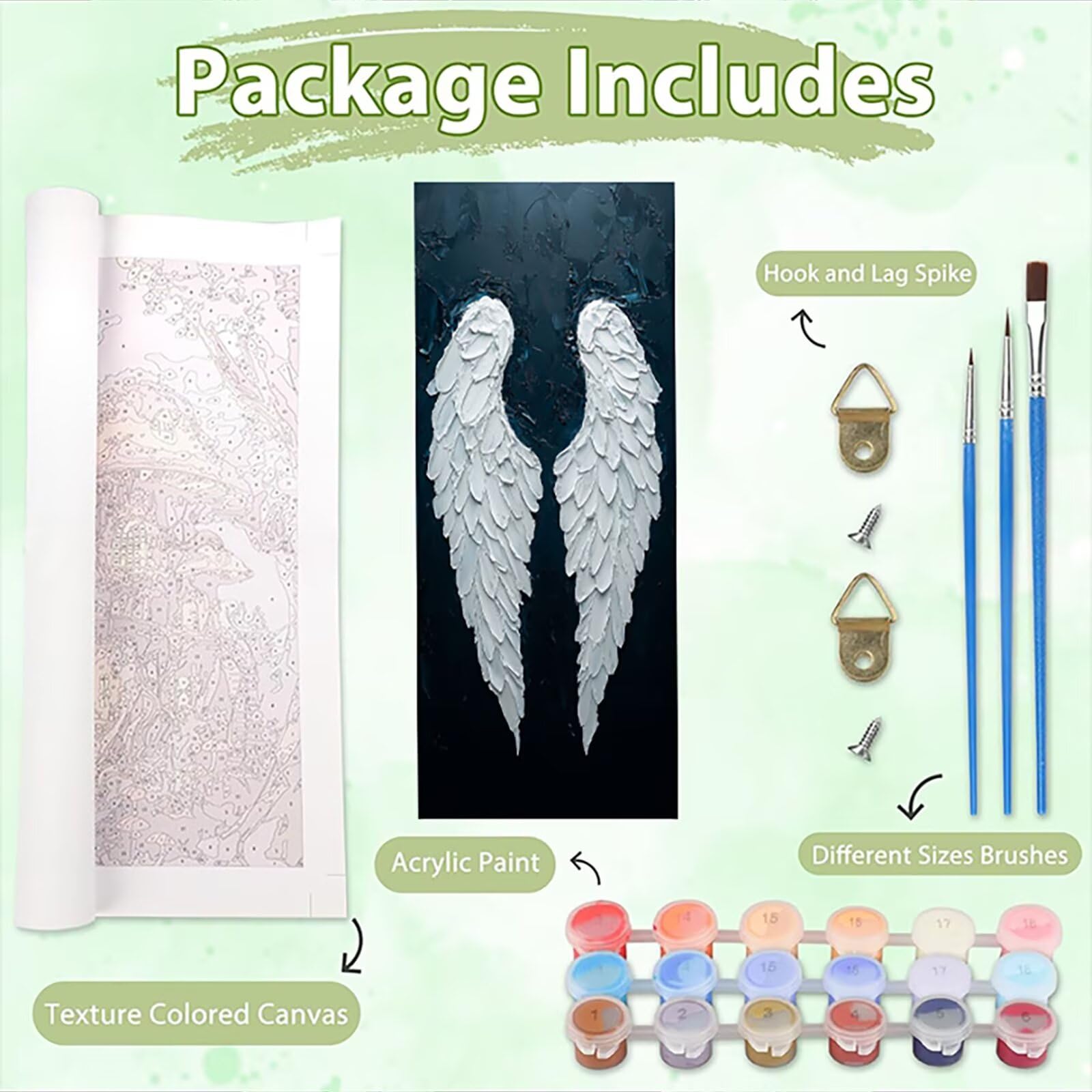 Malen Nach Zahlen 50x150cm Leinwand Flügel Malen Nach Zahlen Erwachsene mit Ohne Rahmen, DIY Kreativ Set für Erwachsene mit Pinseln und Acrylfarbe, Zimmer Deko Tier Landschaft Geschenk, P0M-707