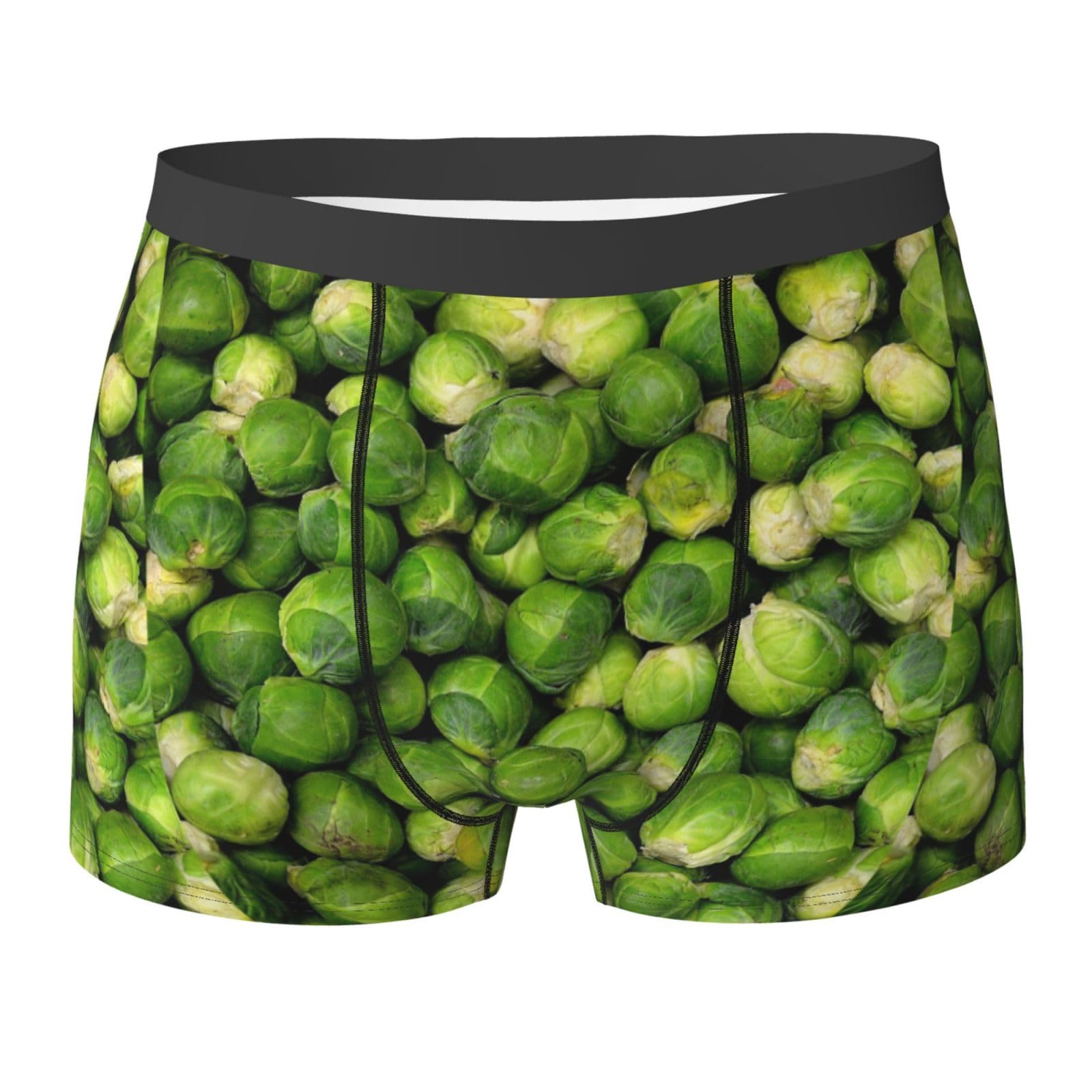 YOFIEN Green Brussel Sprout Print,Men's Underwear Boxer Briefs Comfort Soft Stretch for Man