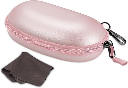 Fintie Estuche para lentes de sol con mosquetón, carcasa rígida a prueba de golpes, funda deportiva para gafas de viaje, con cremallera, soporte