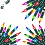 Christmas Lights, 60FT 300 Count Incandescent Waterproof Mini String Lights Plug in, Connectable Christmas Decorations for Outdoor Home Party Garden Yard, Multi-Colored