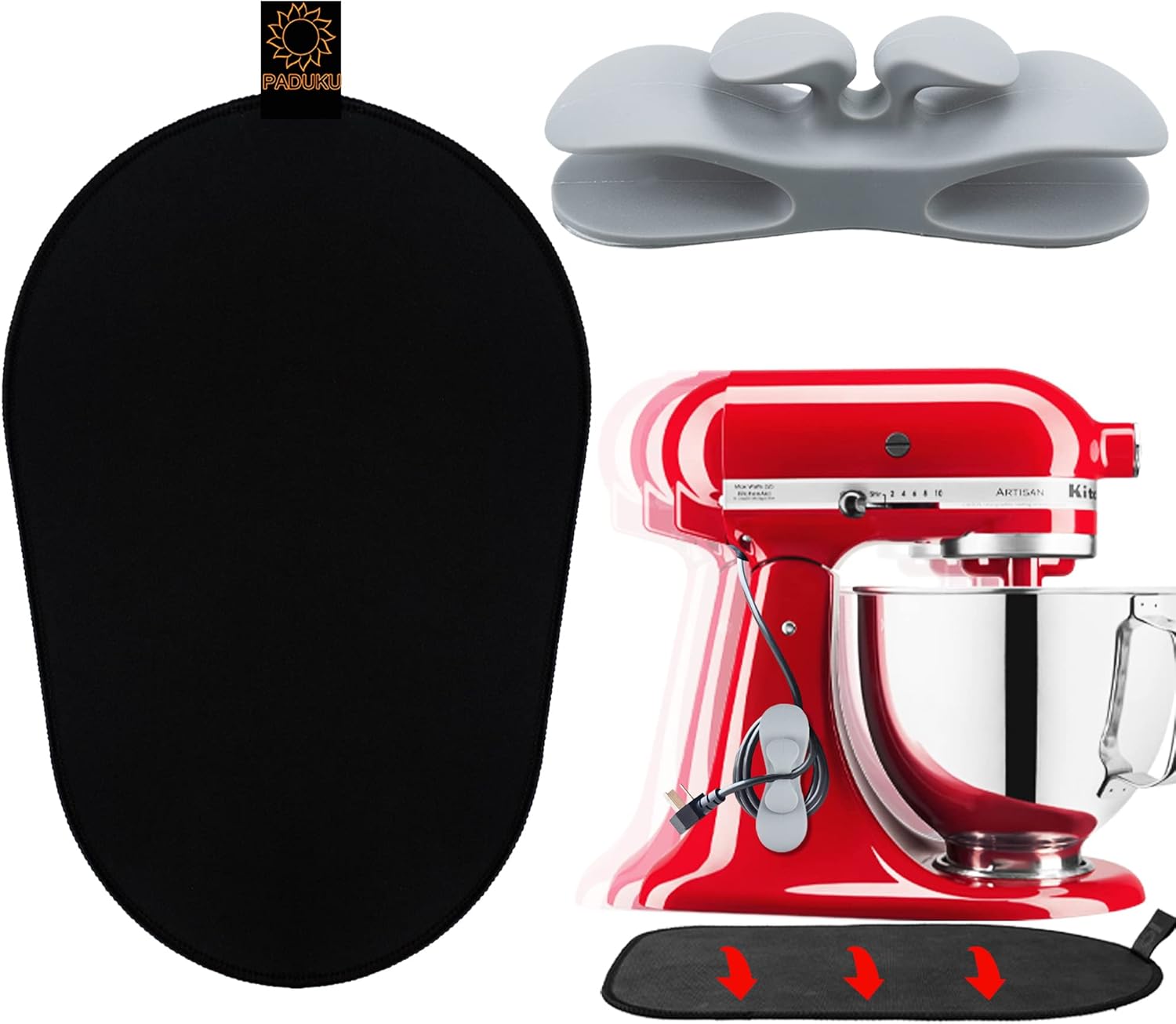 Gleitmatte Für KitchenAid Mixer + Kabelorganisator | Rutschfeste Unterlage | Arbeitsplattenschutz