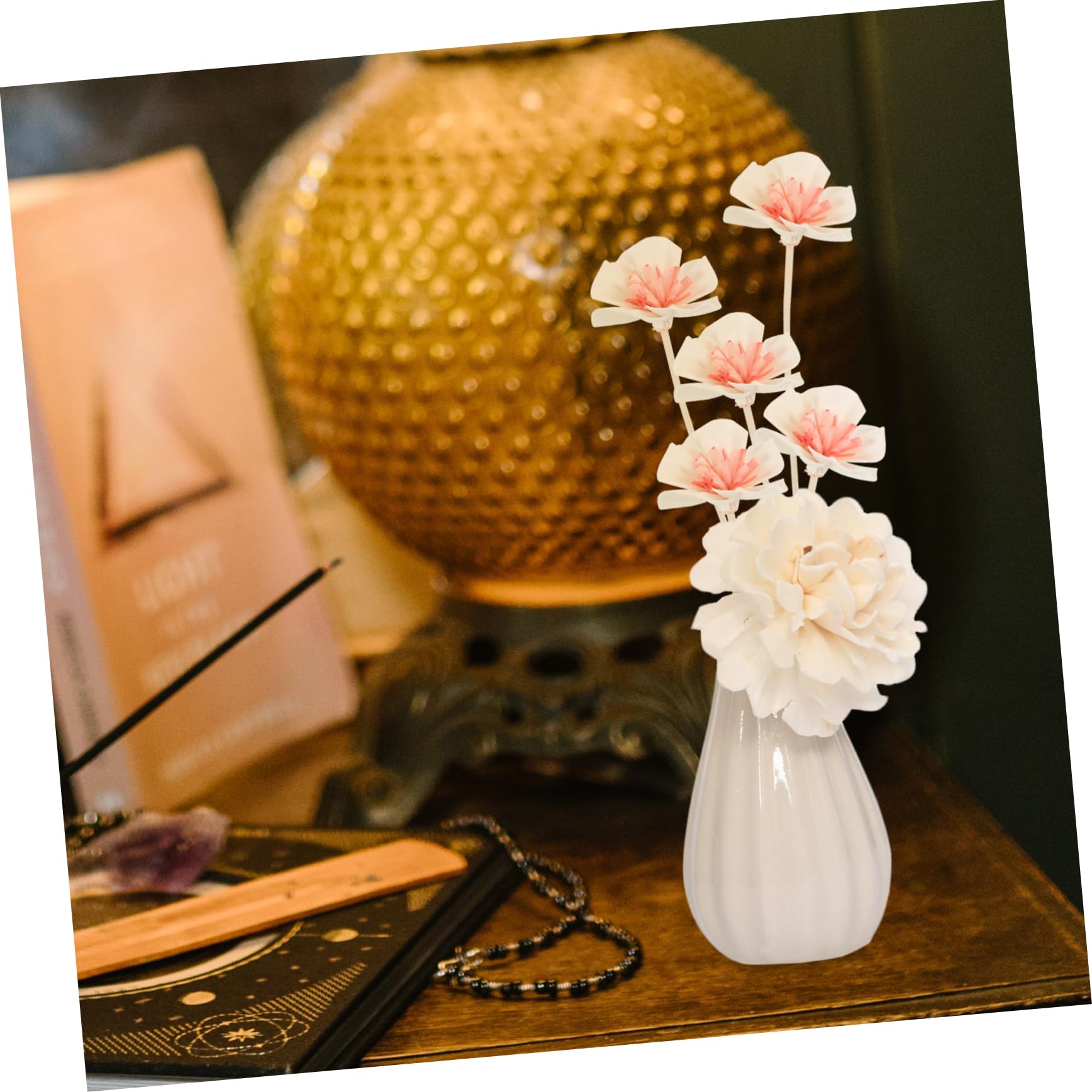 BELLIFFY 5pcs Elegant Diffuser Sticks Dried Flowers Non-Electric Decorative Home Fragrance for Living Room Bathroom and Wedding Decor